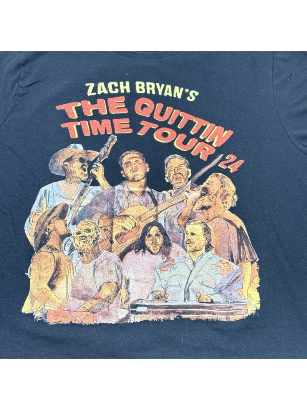 Women’s Zach Bryan The Quittin Time Tour 2024 Graphic Band T Shirt Black L - Picture 2 of 8